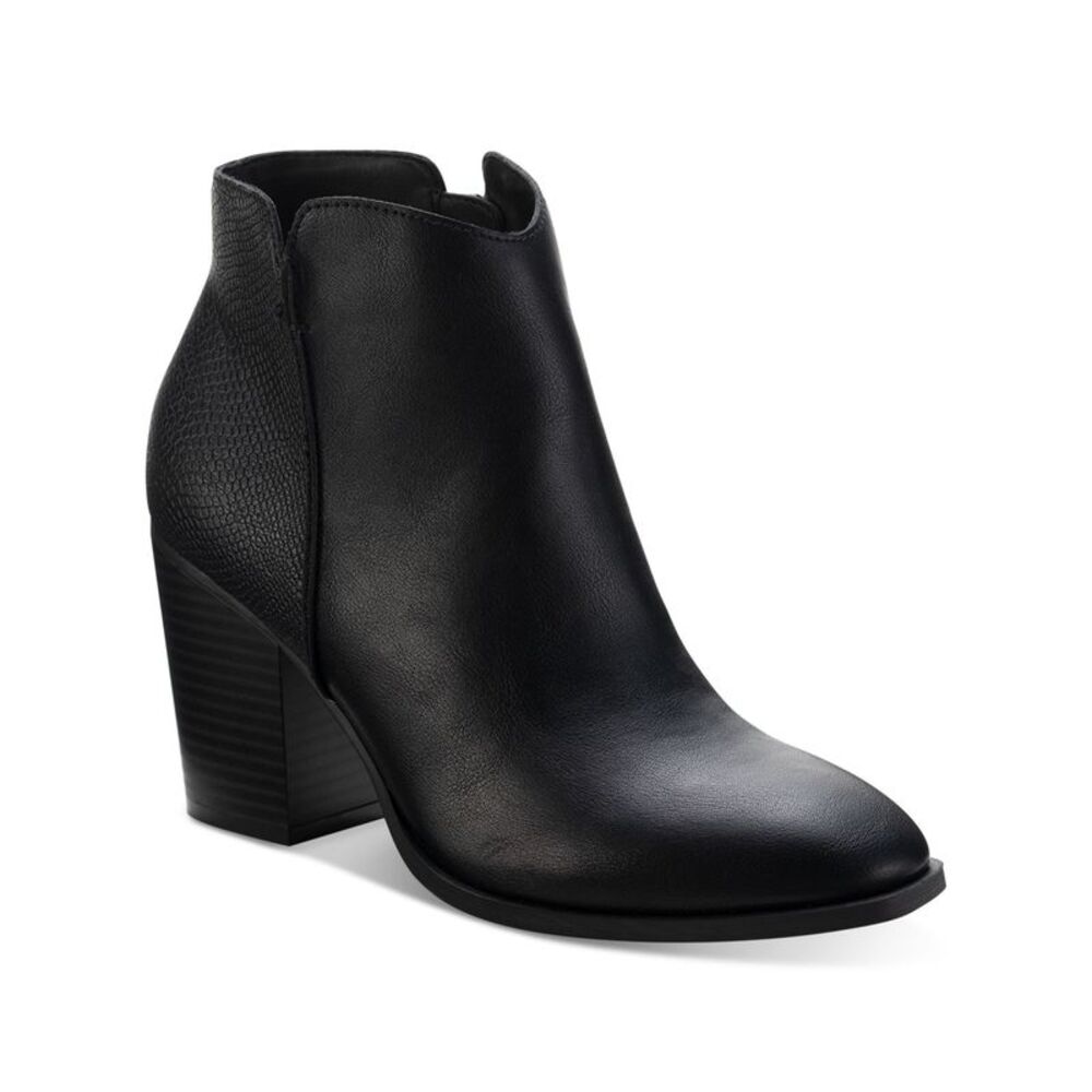 SUN STONE Womens Black Cut Outs Graceyy Round Toe Block Heel Booties 11 M